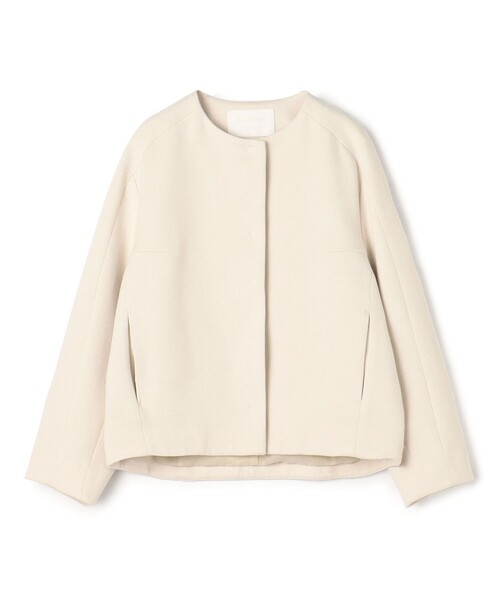 Ballsey ベージュノーカラージャケット　サイズ38 ボールジィ Ballsey リネンレーヨンストレッチ ノーカラー