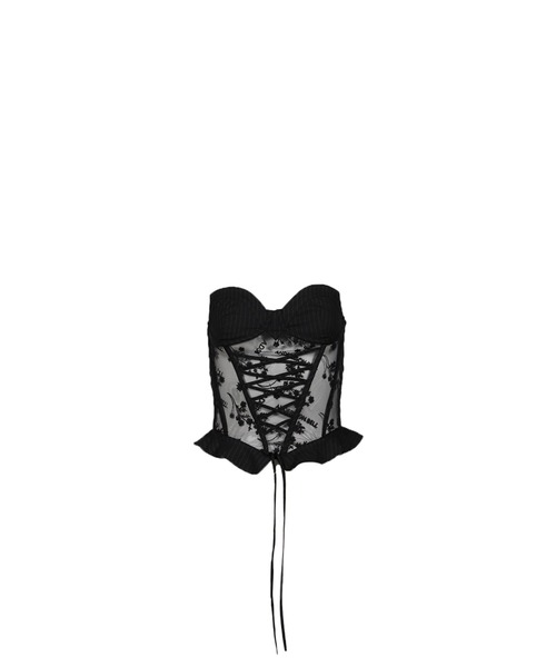 STRIPE COMBO LOGO LACE CORSET TOP レディース