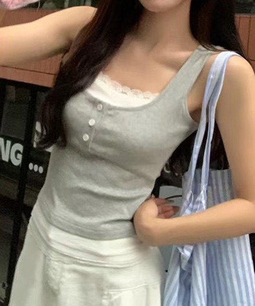 tシャツ レイヤードバイカラータンクトップ レディース ETRE TOKYO tシャツ レイヤードバイカラータンクトップ