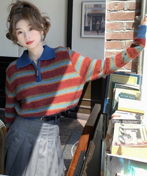 「GEMEDA」 「achic」ブルゾン M レッド レディース_画像4