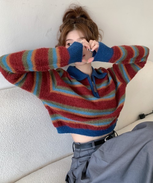 「GEMEDA」 「achic」ブルゾン M レッド レディース_画像5