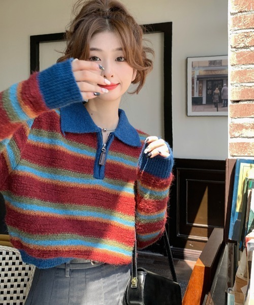 「GEMEDA」 「achic」ブルゾン M レッド レディース_画像6