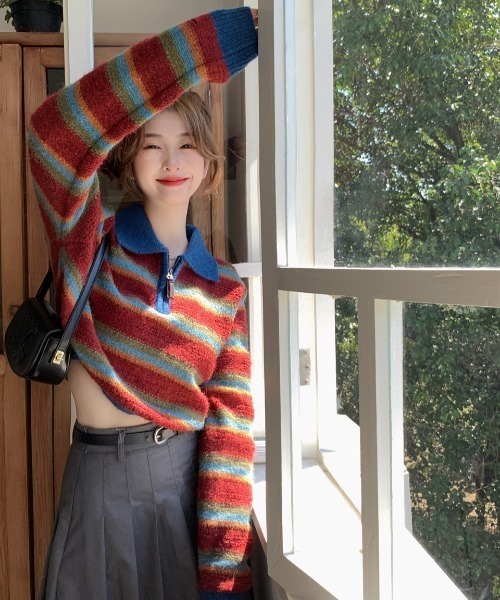 「GEMEDA」 「achic」ブルゾン M レッド レディース_画像7