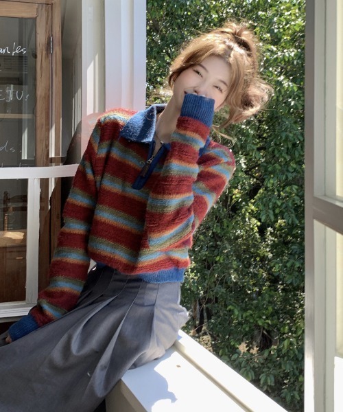 「GEMEDA」 「achic」ブルゾン M レッド レディース_画像8