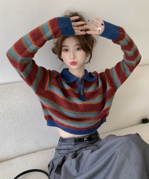 「GEMEDA」 「achic」ブルゾン M レッド レディース_画像9