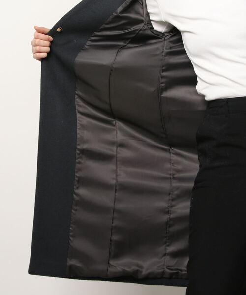 「green label relaxing」 ノーカラーコート 34 ダークグレー レディース_画像2