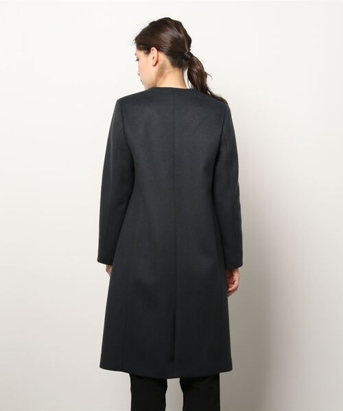 「green label relaxing」 ノーカラーコート 34 ダークグレー レディース_画像4