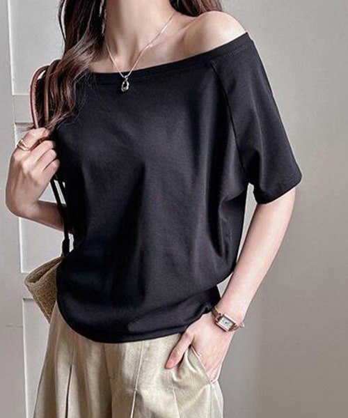 ReRe tシャツ 半袖 5分袖オフショルカットソー レディース : ZOZOTOWN