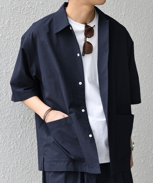 美品✨ships any SOLOTEX セットアップ シアサッカー ネイビー SHIPS｜SHIPS any: <撥水・軽量・ストレッチ>SOLOTEX(R) シア