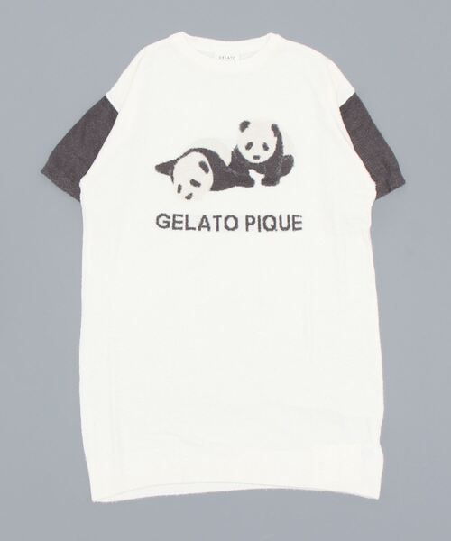 パンダ ジャガード ワンピース オフホワイト｜ジェラートピケ / gelato