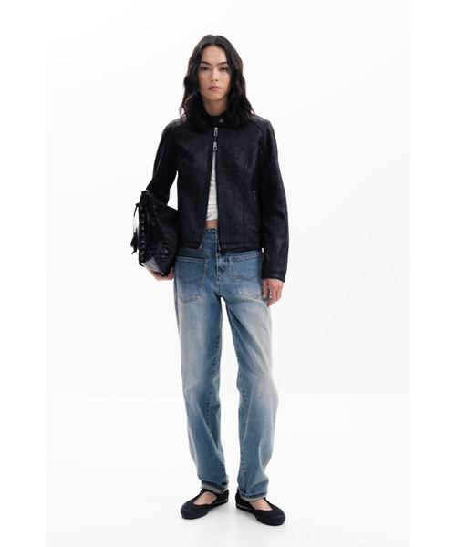 Desigual レザージャケット ライダース コンビネーションレザー