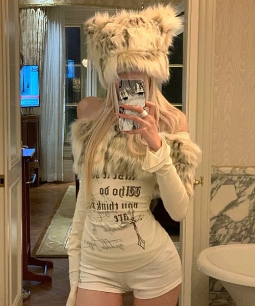 ファー ブラウントップス y2k S POLO Ralph Lauren ポロシャツビッグ 