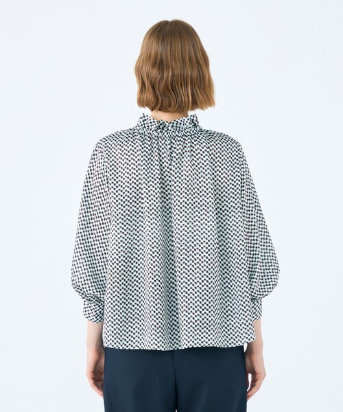 Ballsey（ボールジィ） ブラウス シャツ ラグスクエアプリント フリル