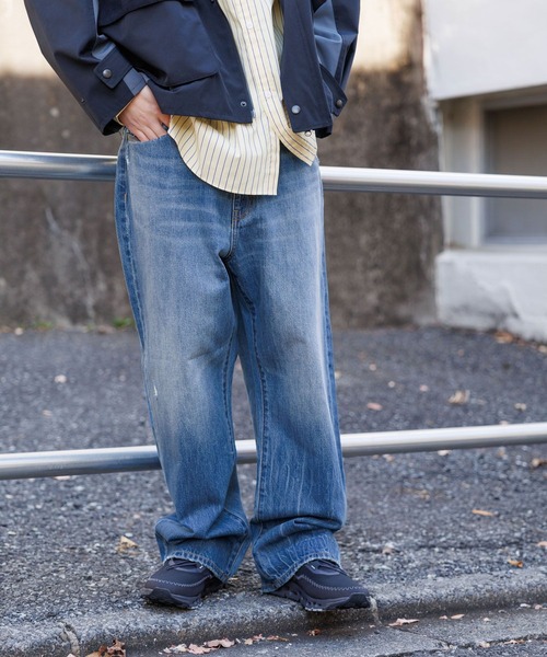 niko and…（ニコアンド） ダメージ加工デニムパンツ MEDIUM ブルー