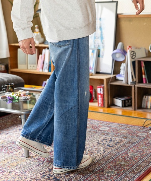 niko and…（ニコアンド） ダメージ加工デニムパンツ MEDIUM ブルー