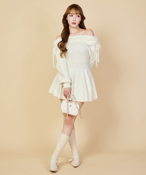 NICE CLAUP オフショルワンピース セール】オフショルニットワンピース（ワンピース）｜one after