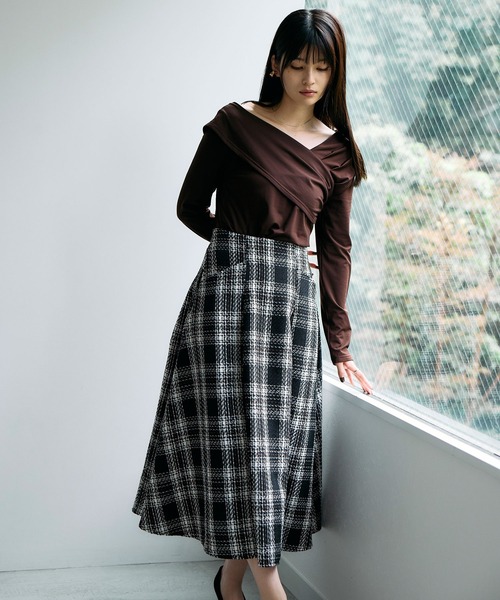 &. NOSTALGIA（ノスタルジア） スカート ツイードチェックフレア