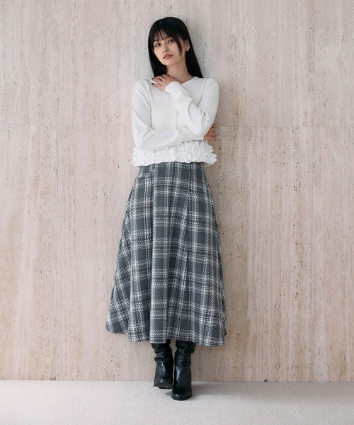 &. NOSTALGIA（ノスタルジア） スカート ツイードチェックフレア