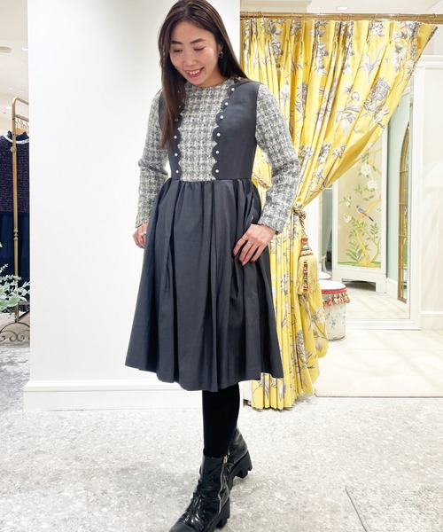 美品 Chesty チェスティ オープンショルダーマテリアルワンピース ブラック Chesty（ひざ丈ワンピース）のフリマアイテム一覧