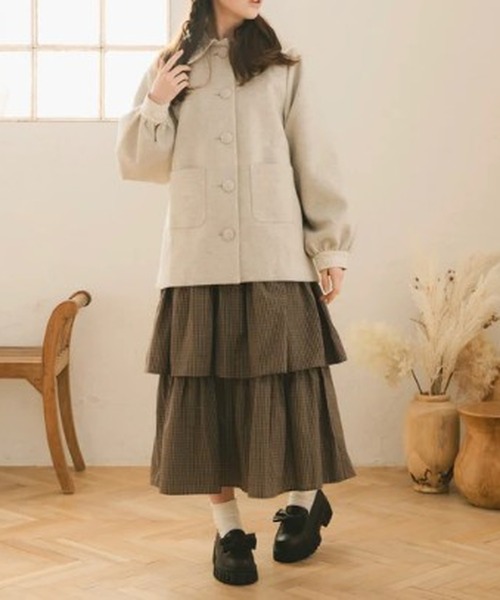 amr. コート アウター レースバルーンスリーブくるみジャケット