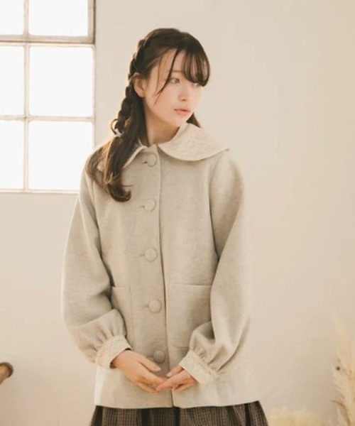 amr. コート アウター レースバルーンスリーブくるみジャケット