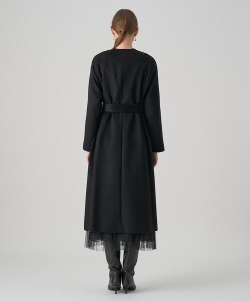 ANAYI アナイ カシミヤ100% トレンチコート ベルト付 ブラック 38 ANAYI（アナイ） トレンチコート コート カシミヤベルト付きクルー