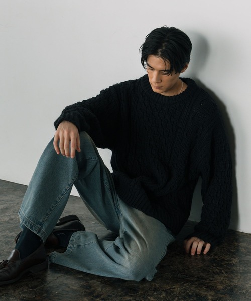 LURAKU セーター ニット 「LURAKU」Wool Heavy Cable Knit / ウール