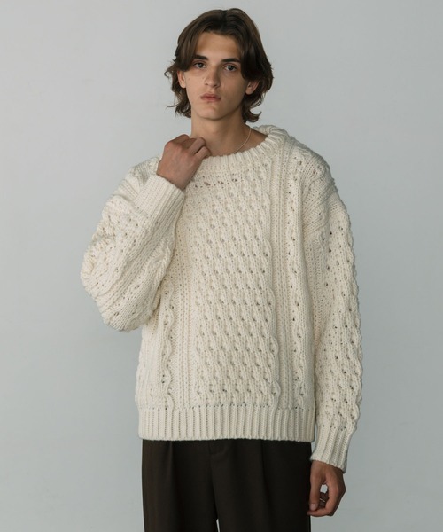 LURAKU セーター ニット 「LURAKU」Wool Heavy Cable Knit / ウール
