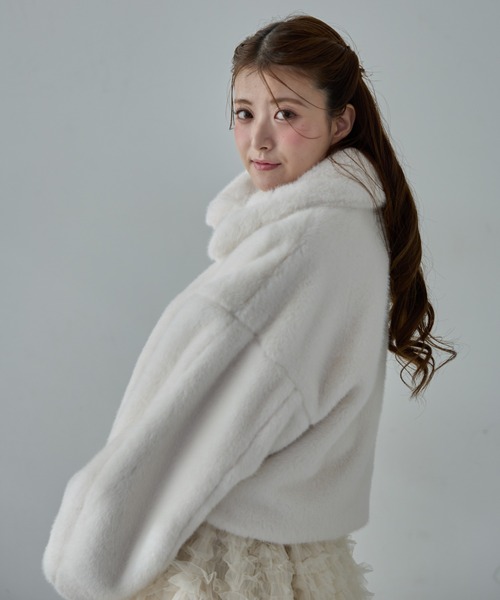 Nadana コート アウター ビット付フェイクファーショートジャケット