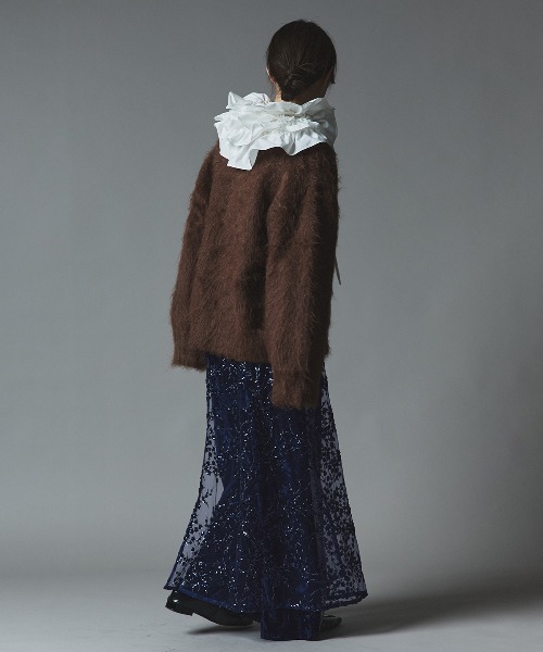 W：Huku スカート フラワー スパンコール ラップ スカート / Flower