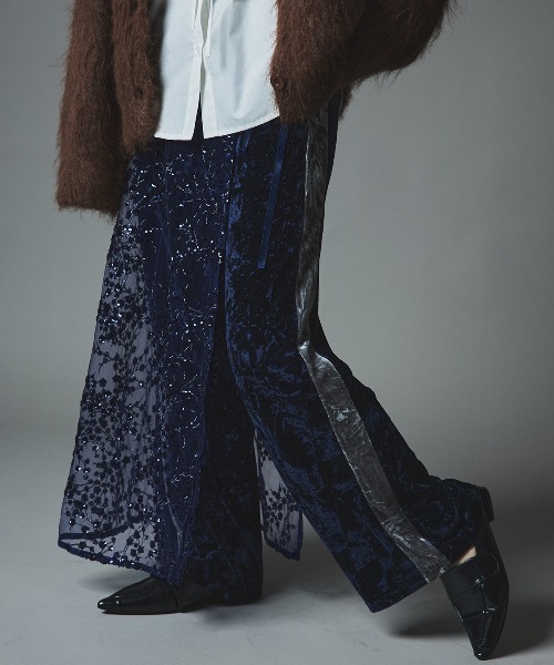 W：Huku スカート フラワー スパンコール ラップ スカート / Flower