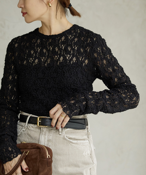 IENA（イエナ） tシャツ 「追加2」Flowerストレッチレースプルオーバー