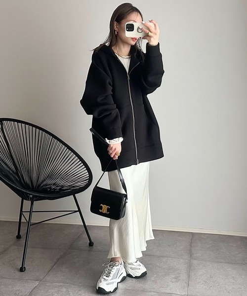 「Eclat one」 ジップアップパーカー FREE チャコール レディース_画像4