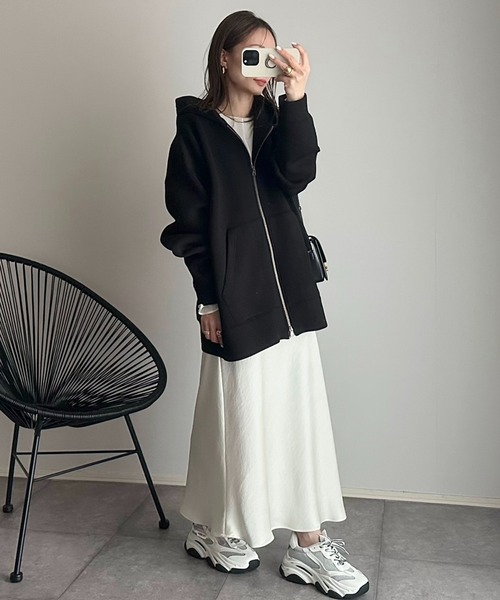 「Eclat one」 ジップアップパーカー FREE チャコール レディース_画像5