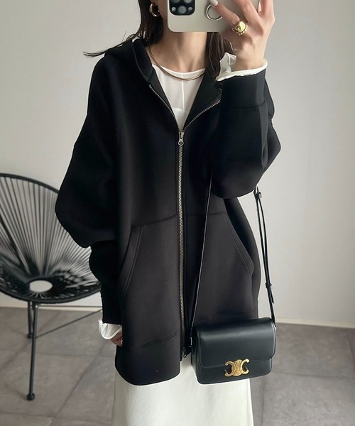 「Eclat one」 ジップアップパーカー FREE チャコール レディース_画像8