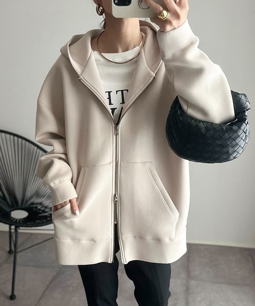 「Eclat one」 ジップアップパーカー FREE チャコール レディース_画像9