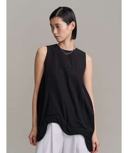 ウェーブヘムニットタンク / Wave Hem Knit Tank Top UN3D.（アンスリード） タンクトップ ノースリーブ WAVE HEM PADDED