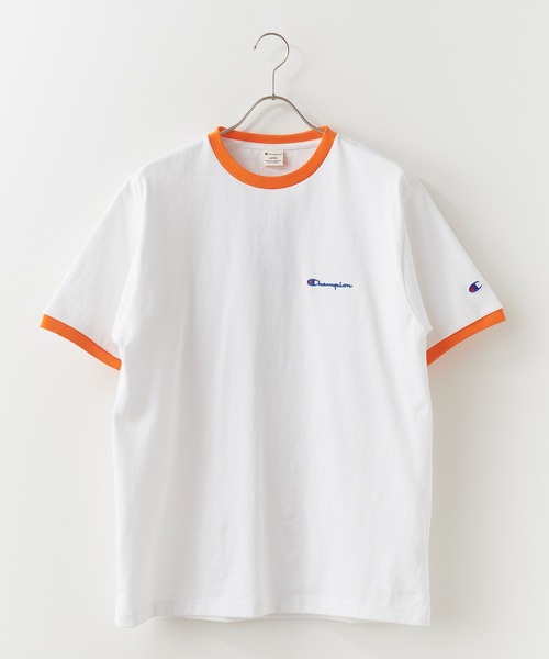 Champion（チャンピオン） tシャツ ロゴ刺繍 コットン 半袖リンガーT