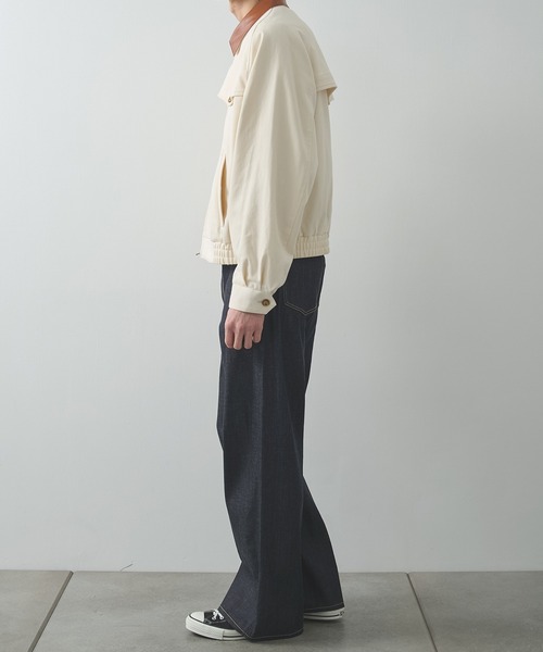 ブルゾン アウター 「irenisa/イレニサ」別注 LEATHER-COLLAR GUNFLAP ZIP BLOUSON メンズの画像