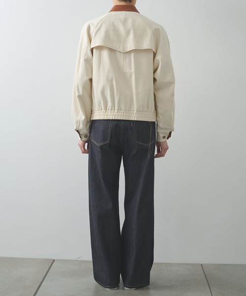 ブルゾン アウター 「irenisa/イレニサ」別注 LEATHER-COLLAR GUNFLAP ZIP BLOUSON メンズの画像