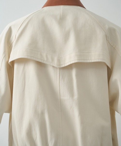 ブルゾン アウター 「irenisa/イレニサ」別注 LEATHER-COLLAR GUNFLAP ZIP BLOUSON メンズの画像