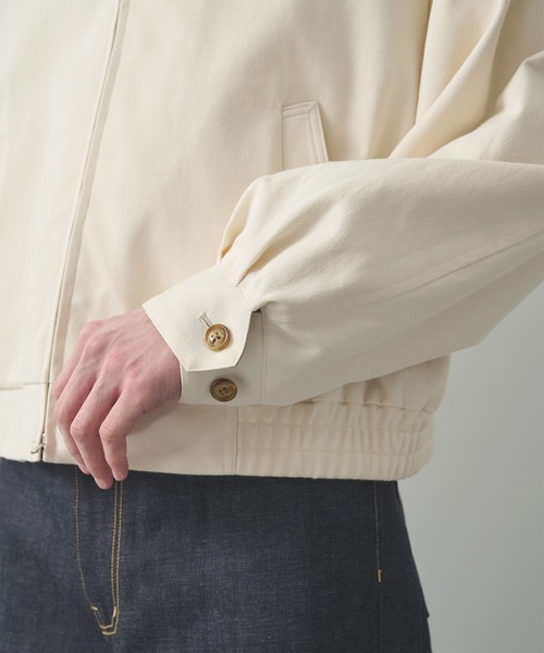 ブルゾン アウター 「irenisa/イレニサ」別注 LEATHER-COLLAR GUNFLAP ZIP BLOUSON メンズの画像