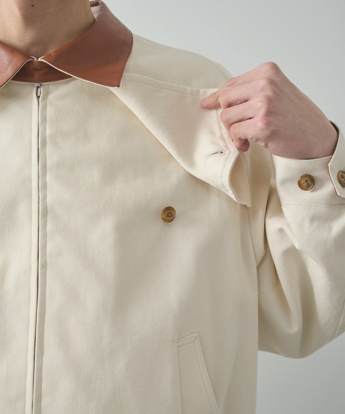 ブルゾン アウター 「irenisa/イレニサ」別注 LEATHER-COLLAR GUNFLAP ZIP BLOUSON メンズの画像
