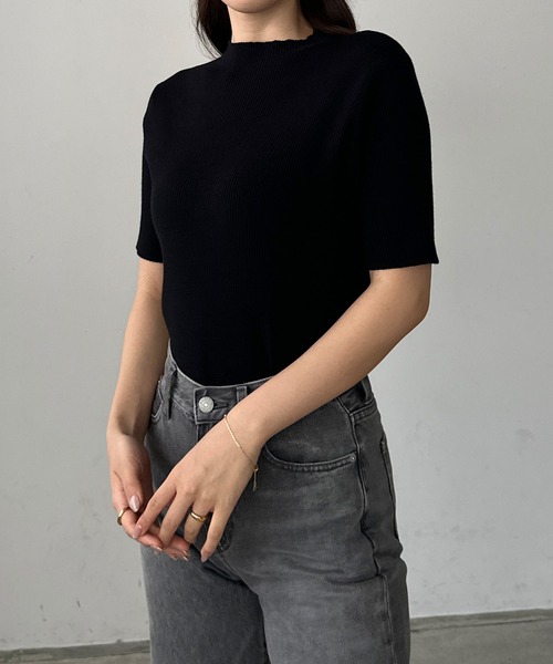 「Louere」 半袖ニット LARGE ブラック レディース_画像3