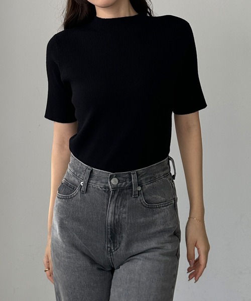「Louere」 半袖ニット LARGE ブラック レディース_画像4