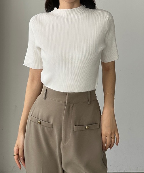 「Louere」 半袖ニット LARGE ブラック レディース_画像7