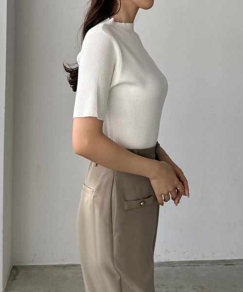 「Louere」 半袖ニット LARGE ブラック レディース_画像9