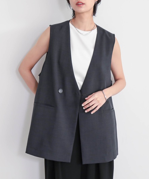 for/c（フォーシー） uvカット ベスト ジレ ノーカラージレ
