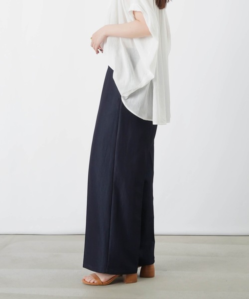 ワイドパンツ パンツ LC/LLL デニムライクウエスト切替ワイドパンツ レディースの画像