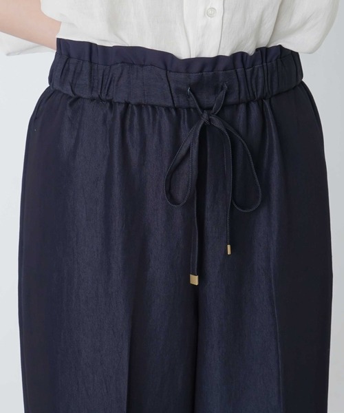 ワイドパンツ パンツ LC/LLL デニムライクウエスト切替ワイドパンツ レディースの画像